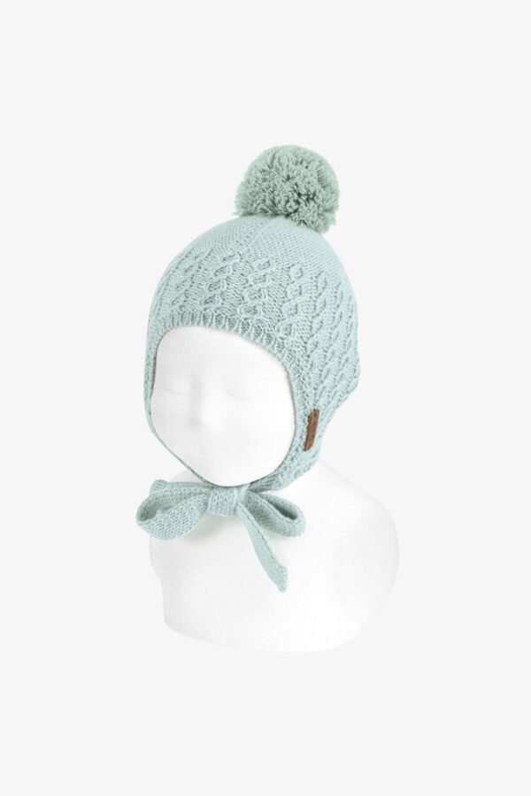 Embossed Baby Hat with Earflap and Tassel