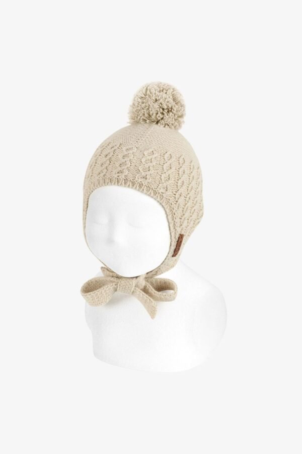 Embossed Baby Hat with Earflap and Tassel - Image 4