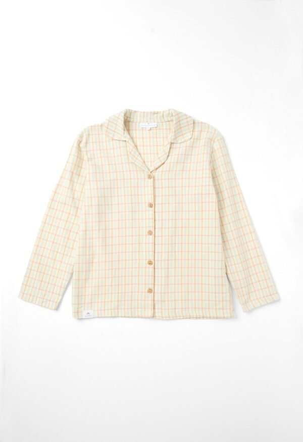 Women’s Beige Check Long-Sleeve Pajamas - Image 8