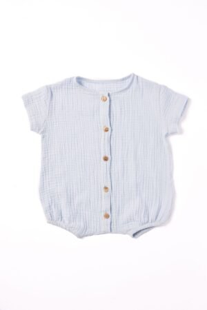 Short-Sleeved Baby Romper in Double Gauze Cotton