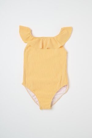 Yellow striped one-piece swimsuit