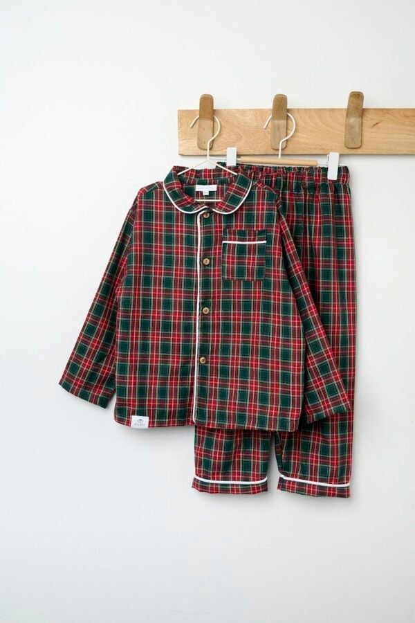 Pijama Cuadro Rojo Verde Manga Larga