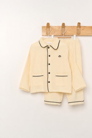 Ecru Long-Sleeved Bambula Pajamas